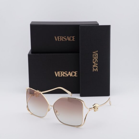 Versace VE2288 1002B8 Square Sunglasses – Gold/Brown Gradient - Picture 1 of 9